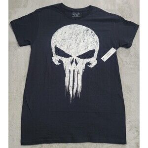 Marvel The Punisher Shirt Mens Small Black Skull Graphic Tee Cotton Marvel